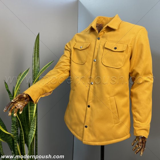 کت گرم مردانه  رنگ خردلی داخل خز کد 12042