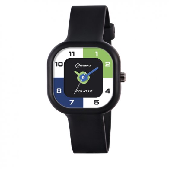 ساعت مچی اسپرت پسرانه و دخترانه بند سیلیکونی مشکی MINGRUI ضدآب قوی با جعبه مخصوص +باطری اضافی کد 10149