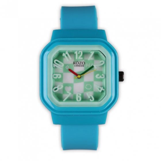 ساعت مچی دخترانه و پسرانه بند سیلیکونی (پیو) فیروزه ای  t3eller عداد برجسته جدید +باطری اضافی کد 10156