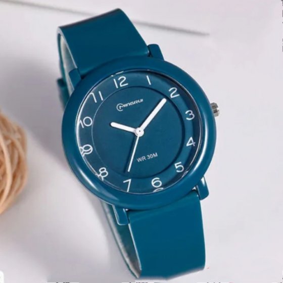 ساعت مچی عقربه ای اسپرت دخترانه و پسرانه Mingrui استخری سبز تیره +باطری اضافی کد 10157