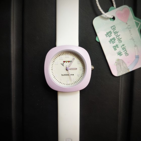 ساعت مچی دخترانه و زنانه فانتزی بابل تایم Bubble با بند سیلیکونی پاستیلی سفیدیاسی+باطری اضافی کد 10172