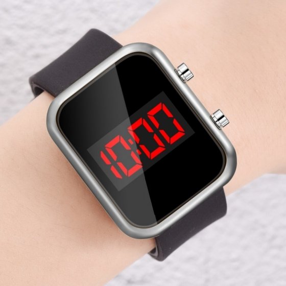 ساعت  طرح اپل واچ دیجیتالی مچی مشکی نقره ای مدل LED+باطری اضافی کد100690