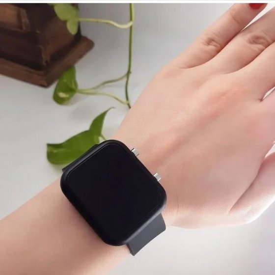 ساعت ال ای دی طرح هوشمند Led شرکتی مدل دو دکمه(رنگ مشکی)+باطری اضافی کد 100691