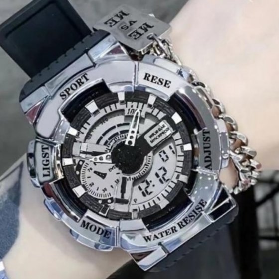 ساعت دبل تایم (دو زمانه) کرنومتر دار الارم دار طرح جی شاک +باطری اضافی کد1462