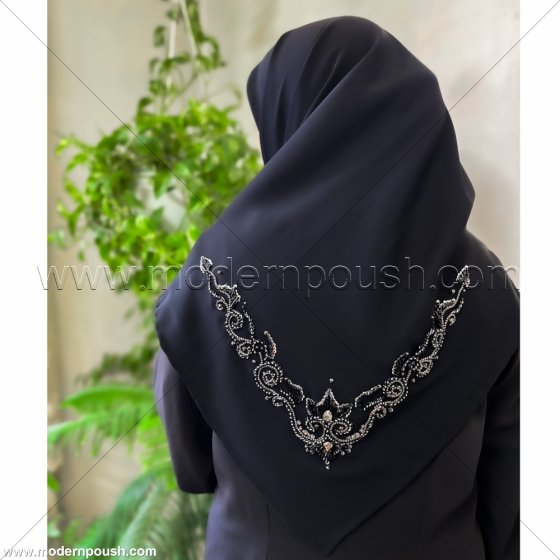 روسری مشکی جواهر دوزی شده مدل سلاله کد1511
