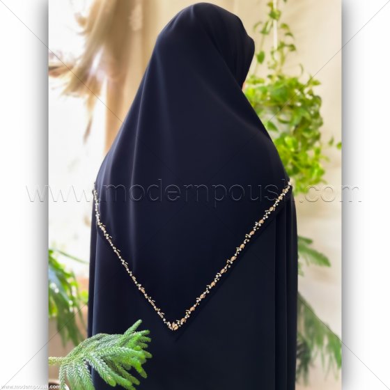 روسری مشکی جواهر دوزی شده مدل گندمی کد 1516