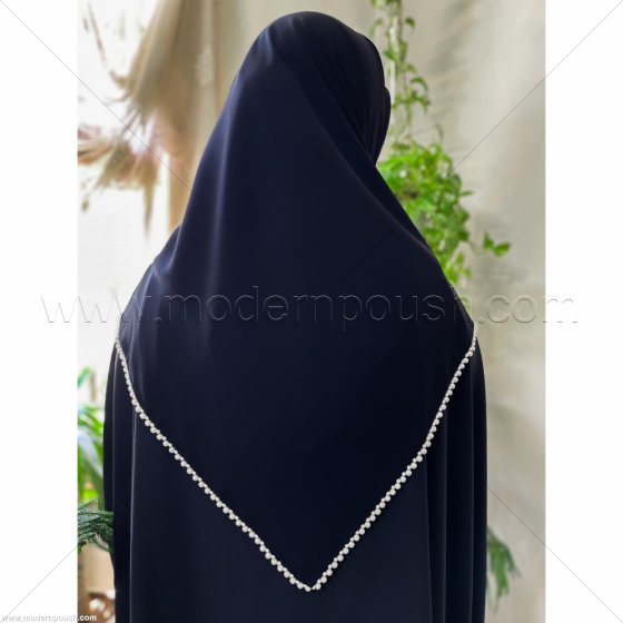 روسری مشکی جواهر دوزی شده مدل پروانه ای کد 1517