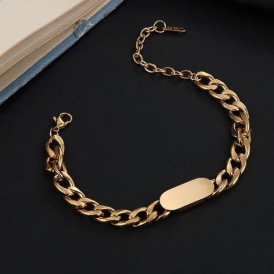 دستبند کارتیه زنجیره ای استیل  طلایی کد 1548