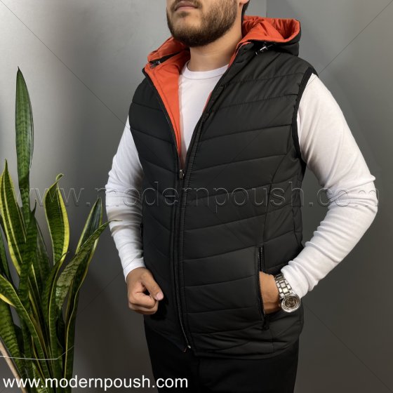 پافر دو روی اسپرت زمستانه مردانه رنگ مشکی نارنجی کد 1608