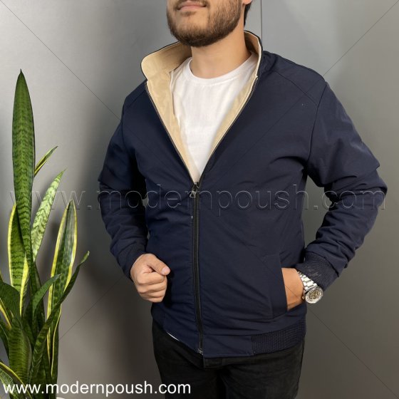 کاپشن دو روی پاییزه و زمستانه مردانه رنگ کرمی سورمه ای کد 1615