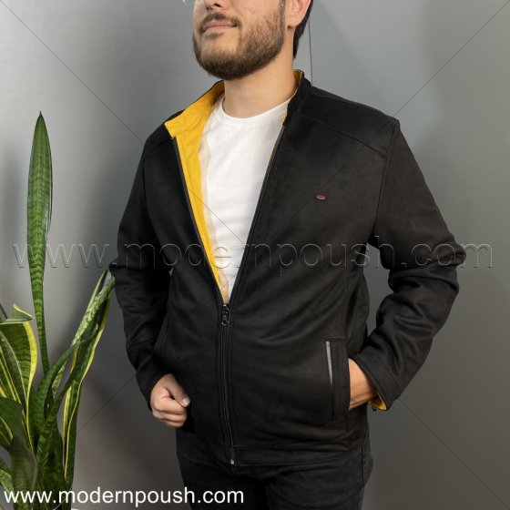 کاپشن دو روی بهاره مردانه رنگ مشکی زرد  کد 1617