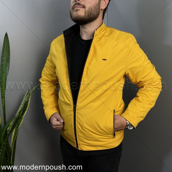 کاپشن دو روی بهاره  مردانه رنگ مشکی زرد  کد 1623