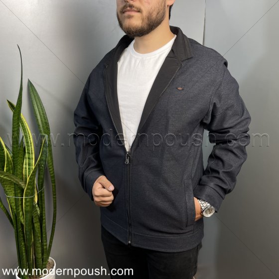 کاپشن دو روی بهاره مردانه  رنگ زغال سنگی مشکی کد 1639