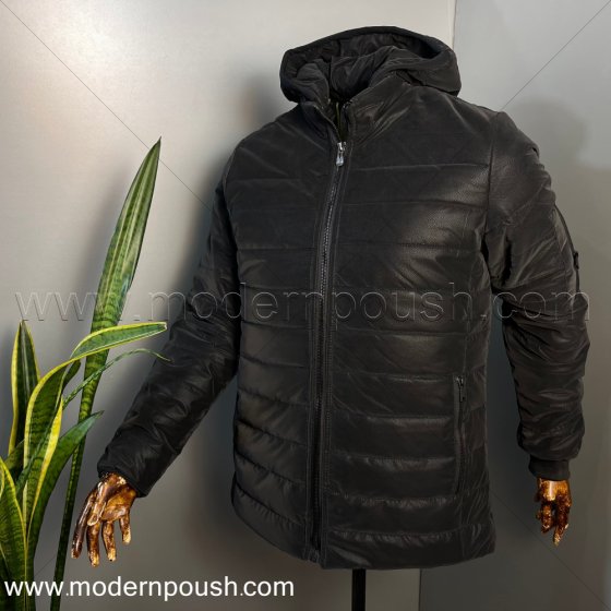 کاپشن مشکی کلاه دارمردانه پشم شیشه دار زمستانه طرح جدید 3XL کد 1665