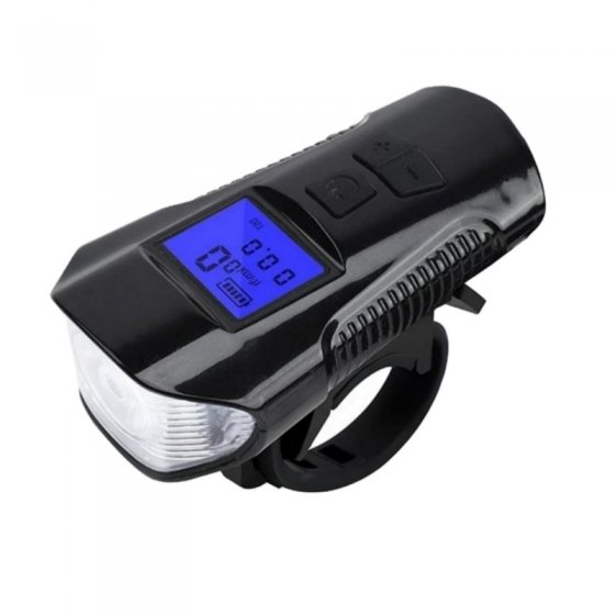 چراغ جلوی دوچرخه مدل FY317 کیلومتر دیجیتالی چراغ قوه دار بوق دار مدل چهارکاره کد 1905